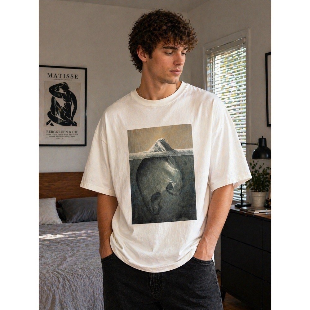 HUGO Hugo Boss Mens Iceberg Graphic T-Shirt Off-White Organic Cotton Size L
